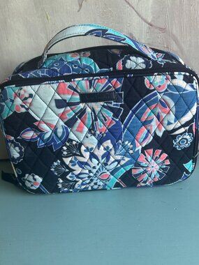 Vera Bradley Large Blush and Brush Makeup Case Lotus Flower Swirl Travel Makeup